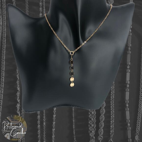 Gold Simple Disc Y Necklace - Picture 1 of 4